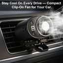 Car Clip on Air Conditioner Fan with LED Display 360 Rotation Portable Mini Personal Fan Cooling System for Vehicle Umbrella Office Beach Shirt Camping Waist (Black)