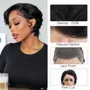13X4 Lace Front Wigs 100% Human Hair Pixie Cut Wig Pre Plucked 8inch Short Straight Bob Wigs for Black Women (Black, 8 inch)