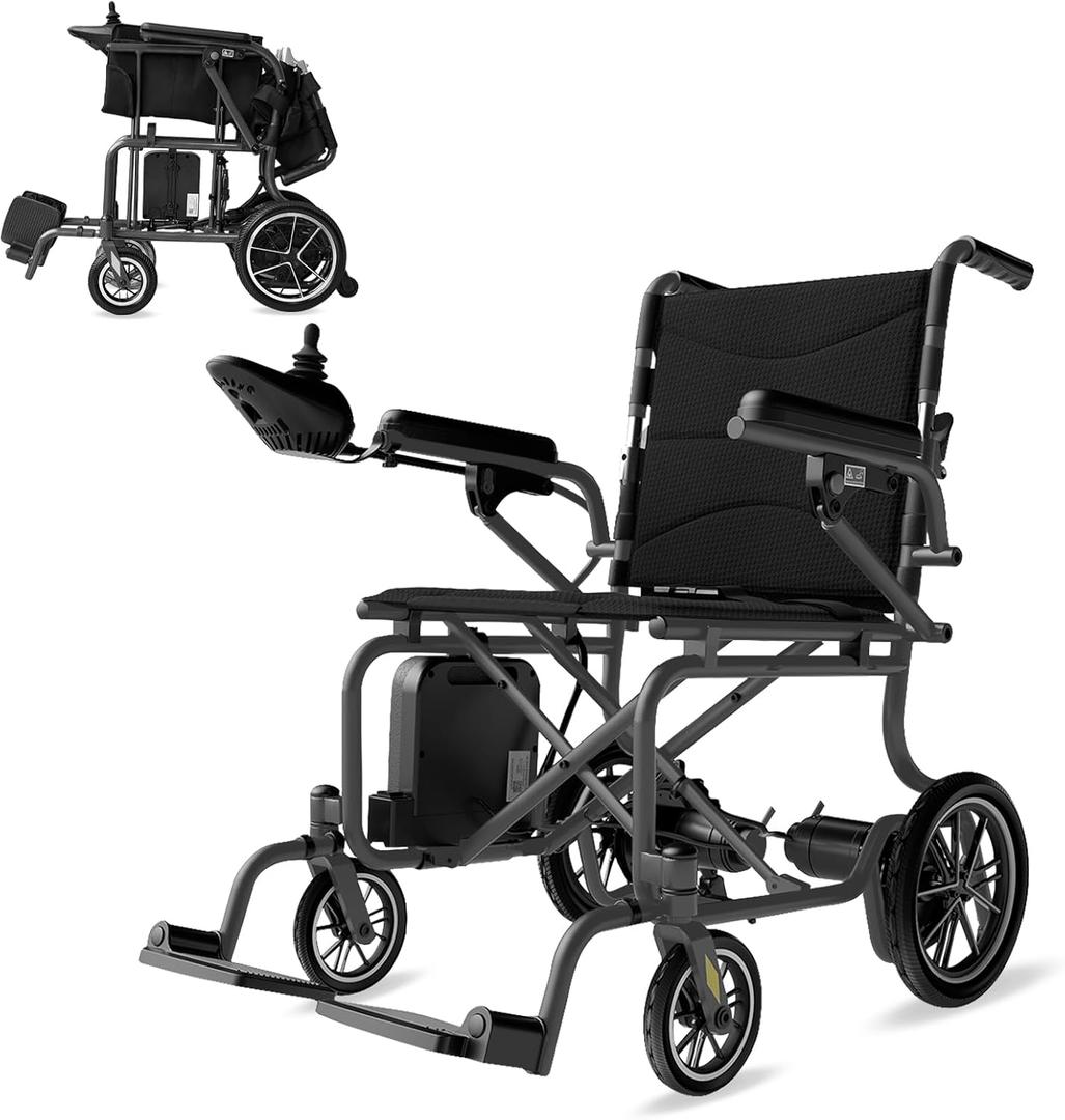 Electric Wheelchairs, Ultra Lightweight Motorized Wheelchair Only 39lbs, Foldable Electric Wheelchairs for Adults, All Terrain Intelligent Power Wheelchair for Seniors - Airline Approved