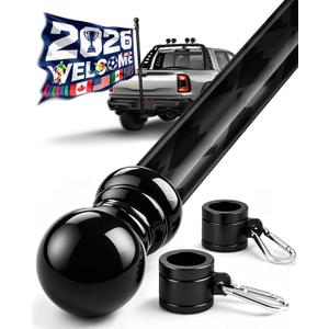 4.8FT One-Piece Carbon Fiber Flag Pole for Outside House, 1-Inch Outdoor Flagpole with Stainless Steel Anti-Wrap Rings, Rust-Resistant Heavy-Duty Flag Pole for Pickup, Jeep, RV, Boat, Porch, Camping | One-Piece