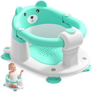 Baby Bath Seat for Babies 6 Months & up, Non-Slip Toddler Bath Seats for Babies Sitting Up, Safe Infant & Newborn Bathtub Chair with 4 Suction Cups & Soft Cushion for Shower, Mint