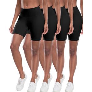 CHRLEISURE High Waisted Spandex Biker Shorts, Workout Booty Soft Yoga Shorts for Women (Black, M)