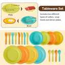 Buyger Kids Kitchen Accessories and Tea Set for Toddlers 3-5, Play Kitchen Toy Dish Plates Utensils Dinnerware Set Pretend Role Play Gifts for Ages 3 4 5 Years Olds Children Boys Girls