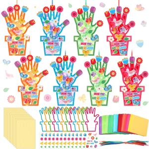 Lunmon 24 Sets Mother's Day Crafts Mom You are So Loved Flower Suncatcher Card Making Kit for Mother's Day Party, Family Activities, Group Craft Projects, Home & Window Decor