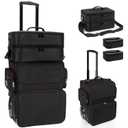 Large Makeup Train Case with a Large Makeup Travel Bag for Hairstylist, Hairdresser Bag with Detachable Pouch,Heat Insulation and Anti-scalding Full layer for Hairdressing Tool Organizer, Big wheels