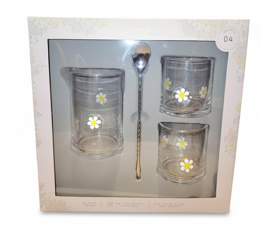 Daisy On The  Rocks Mixing Glass Cocktail 4Pcs Set