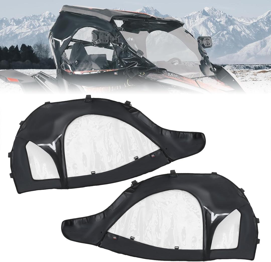 KEMIMOTO Soft Upper Doors YKK Zippers, Compatible with CFMOTO ZForce 950 HO 22-24 / Sport 20-22 (Not 23+ Sport, Trail), Fit with Side Mirrors and Windshields Soft Cab Enclosures 2 Upper Windows