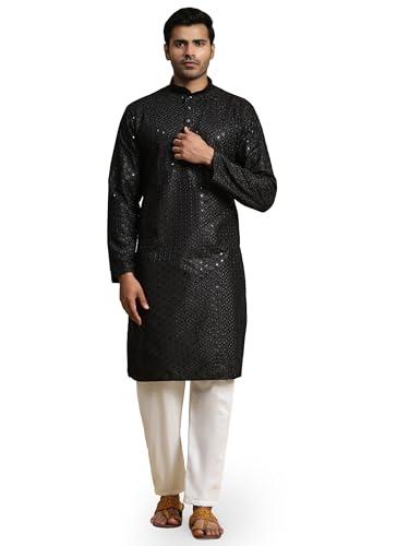 Pro-Ethic Style Developer Mens Indian Traditional Cotton Kurta Sets, Men Kurta Set Indian Wedding Dress (A-117) Black 38