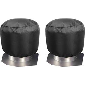 2 Pack 30 * 44cm/12 * 17.5in Turbine Vent Cover Roof Ventilator Cover Heavy Duty Turbine Ventilator Protector Shield Waterproof 420D Oxford Cloth Black