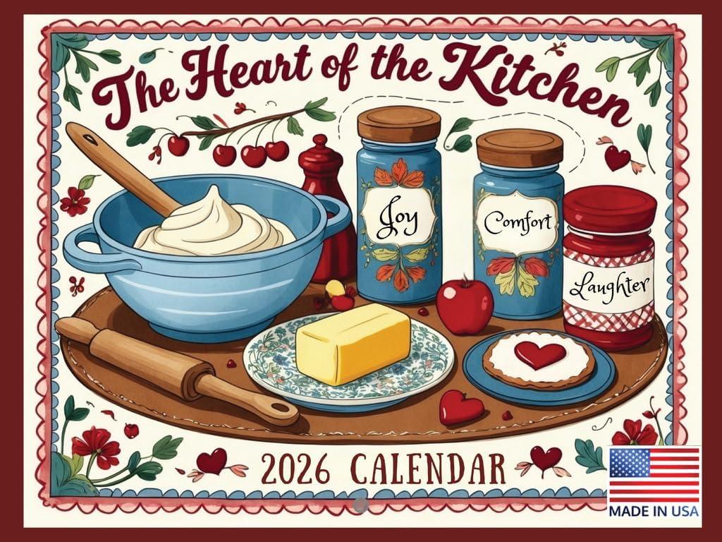 Heart Of Kitchen Calendar 2026 Monthly Wall Calender 12 Month | American Made In The USA