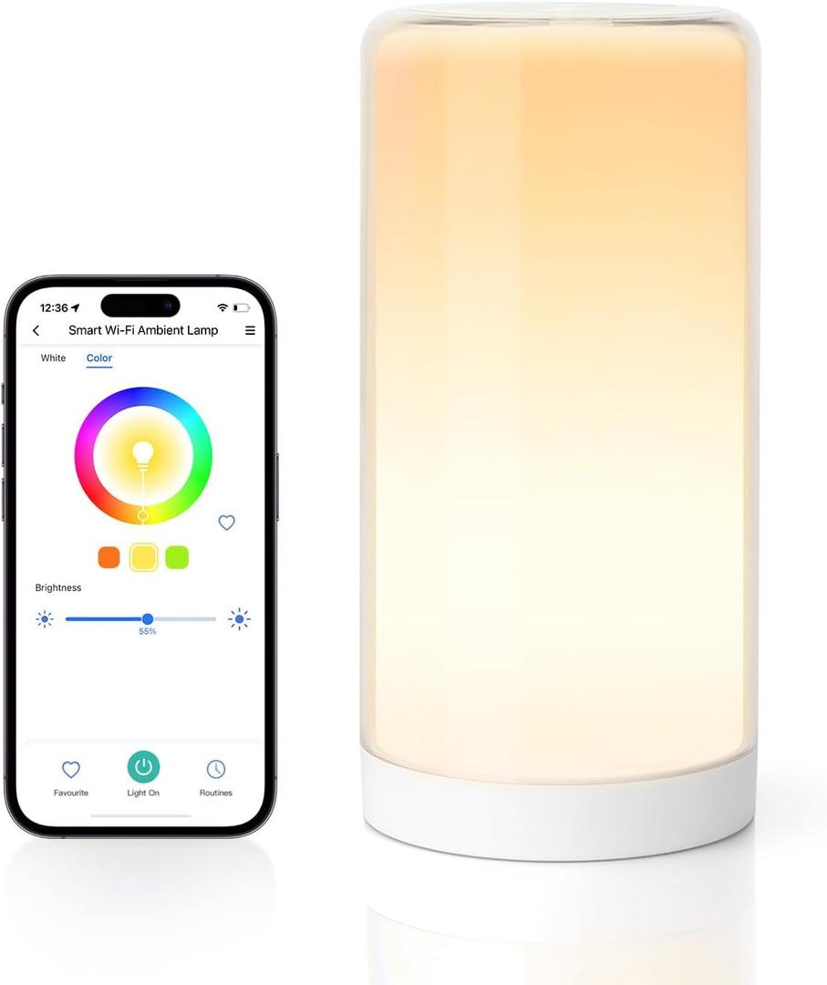 meross Smart Table Lamp, Bedside Lamp, Compatible with Apple HomeKit, Siri, Amazon Alexa and SmartThings, Tunable White and Multi-Color, Touch Control, Voice and App Control