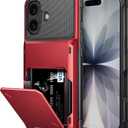 Vofolen for iPhone 17 Case Wallet with Card Holder Dual Layer Heavy Duty Shockproof Drop Protection Hidden Flip 4-Card Slots Pocket Phone Cover for Women Men, 6.3 Inch Red