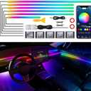 Dreamcolor Acrylic Interior Car LED Strip Light with Wireless APP, RGB 10 in 1 with 175 inches 593 Neon Car Ambient Lighting Kits, Dynamic Chasing Music Sync LEDs Fiber Optic Strip Lights for Car