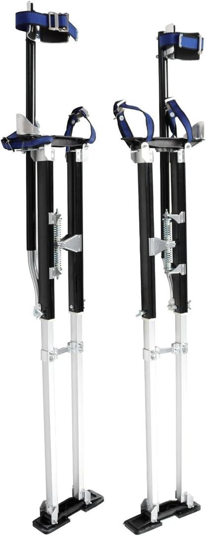 48-64 Inch Aluminum Alloy Drywall Stilts with Sliver/Black for Working at High Places (Black,48-64 Inch)
