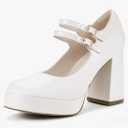 IDIFU IN4 Mary Jane Shoes Platform Chunky High Heels Closed Toe Dress Shoes for Women Wedding Work Business Homecoming Party Shoes Comfortable Casual Dressy Square Toe Heels Pumps, Size 8.5