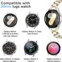 Melyis Slim Stainless Steel Band for Samsung Galaxy Watch 7 Band 6 5 4, Metal 20mm Strap for Samsung Watch Bands 40mm 44mm, Women Strap fits Galaxy Watch 6 Classic/5 Pro/4 Classic/Active 2-Silver/Gold