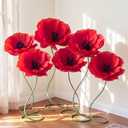 6 Pcs 5ft Large Red Poppy Flowers Giant Artificial Poppy
