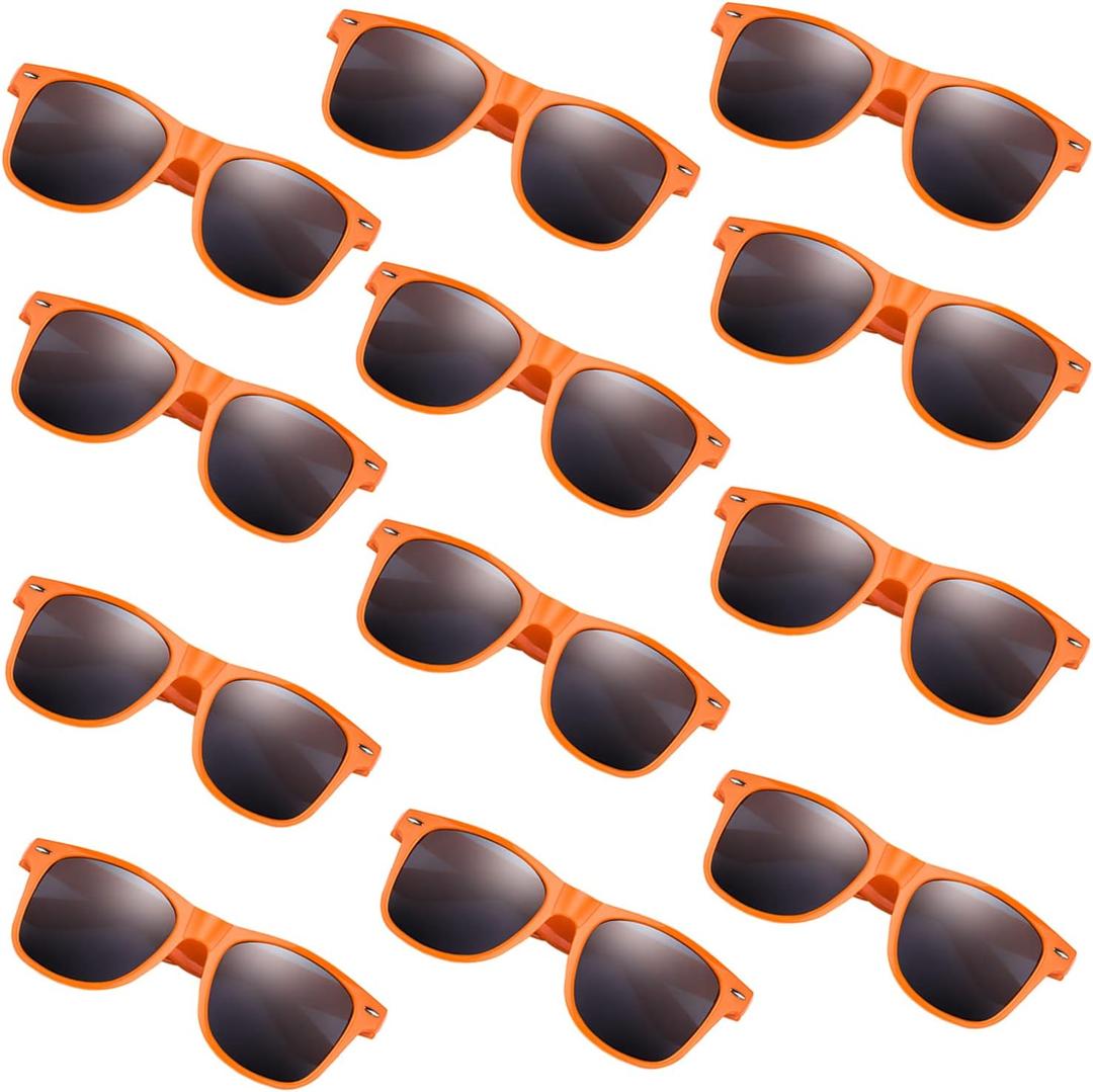 FEPITO 24 Pack Party Sunglasses Bulk for Birthday Party Favors Goody Bag Fillers for Beach Pool Party Toys for Adults, Orange