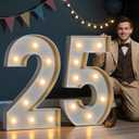 Marquee Numbers Large 25th-Birthday Decorations: 3FT Light Up Numbers 25 Years Old Birthday Decor for Men Women Big Sign Party Anniversary Graduation Cardboard Backdrop Mosaic Balloon Signs Blocks