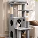 Globlazer Cat Tree Tower for Indoor Cats Large Adult, FC50, Light Grey