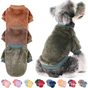 FabriCastle Dog Sweater, 3-Pack Dog & Cat Clothes, Soft and Warm Pet Jackets XXS for Small Dogs Boy & Cats, Winter Pet Apparel Costumes, Puppy Outfits (Camel, Khaki, Olive, XX-Small)