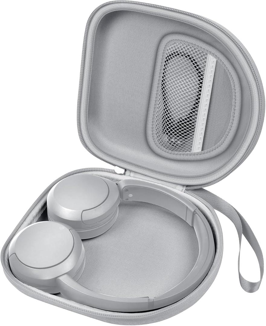 Headphone Case Compatible with Sony WH-CH520 Wireless Headphones Bluetooth On-Ear Headset with Microphone, Over Ear Noise Cancelling Earphone Bag for USB Cable for Work- Black (Box Only) (Grey)