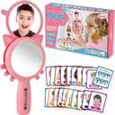 See My Feelings Mirror,Shatterproof Mirror for Kids,Social Emotional Learning Emotion Flash Cards,Autism Learning Materials,Anger Management Toys,Calm Down Corner Supplies for Classroom &Home (Pink)