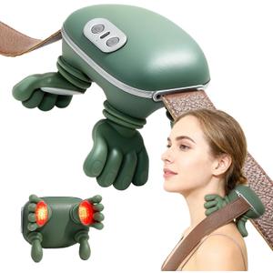 N7 Bionic Neck and Shoulder Massager, Heated Real-Hand Massagers with Fingers for Back Muscle Pain Relief, Portable & Lightweight Design