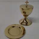 Needzo High Polished Brass Chalice,Paten and Ciborium Set, Catholic Church Communion Supplies, 5.75 Inches