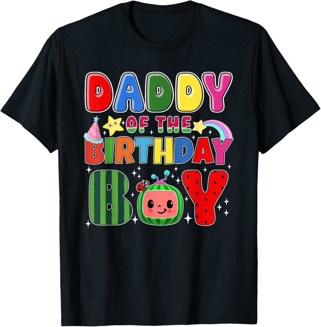 Daddy of The Birthday Boy Melon Family Matching Funny T-Shirt, L 