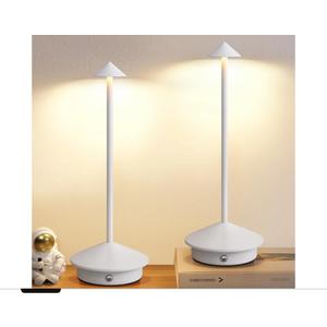 Modern Cordless Table Lamp Set of 2, Portable LED Desk Lamps, 5000mAh Rechargeable Battery Operated Lighting for Bedroom Dining Room Restaurant Coffee Shop Camping Night Light (White)
