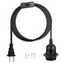 16FT Plug in Pendant Light Cord, Lamp Kit with E26/E27 Light Socket, Hanging Lamp Plug in, Safe & Sturdy, Easy Install, Perfect for DIY Projects, Light Bulb Socket, Lamp Cord (Black)