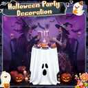Tellingyou Halloween Tablecloth 70x70 Inch Round Cute Ghost Pumpkin Vampire Bat Polyester Washable Table Cover for Halloween Party Decoration(White,Ghost) (107.8" (Round))