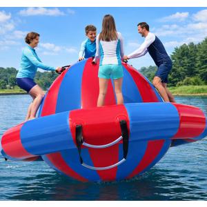 Hongcoral 8.2'x4.8' Inflatable Dome Rocker Water Bouncer, 660LBS Capacity Heavy Duty Lake Float Platform with 8 Handles, Multi-Person Bounce, Climb & Tilt Toy for Pool, Lake and Backyard, 98.4 inches x 98.4 inches x 49.2 inches