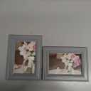 4x6 Double Picture Frame Vertical Horizontal Hinged Pine Wood Folding Photo Frame with Real Glass, Combo Display 4x6 Photos Matted to 3x5, Free-Standing Desk Tabletop or Wall Decor, Gray