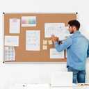 Board2by Cork Board Bulletin Board 36 x 48, Silver Aluminium Framed 4x3 Corkboard, Foldable Office Board for Wall, Large Wall Mounted Notice Pin Board with 36 Push Pins for School, Home & Office