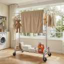 Raybee 75"W Heavy Duty Clothes Rack 450 LBS Rolling Garment Rack with Shelf