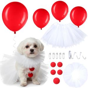 Dog Clown Costume Scary Dog Halloween Costume Pet Clown Halloween Cosplay for Small Medium Dogs Cats Adjustable Funny Party Cosplay with Balloons for Themed Parties Decor