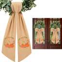 2 Pcs Fall Wreath Sash for Front Door Embroidery Monogram Pumpkin Ribbon Sash for Fall Thansgiving Yard Porch Decor (Letter S)