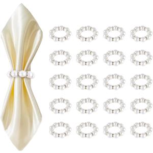 20pcs Pearl Napkin Rings, Luxurious Napkin Rings for Decorating Table Napkins, Elegant Napkins Ring Holders for Dinner, Wedding, Party Table Decoration, Thanksgiving & Christmas