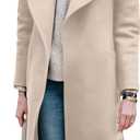 BZB Women's Long Wool Blend Pea Coat Winter Casual Overcoat Notched Lapel Collar Trench Coat Belted Long Jacket Outerwear (X-Large, Beige)