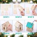 DoubleFill 36 Pcs Wooden Christmas Gingerbread House Craft Kit for Kids Make You Own 3D Christmas House with Twine DIY Xmas Village Craft to Paint and Build for Winter Art Party Gift Festival Decor