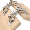 Chibery 2 Pack 170 Degree Soft Close Cabinet Hinges, Slow Smooth Hidden Frameless Lazy Susan Hinge, Concealed Hardware Surface Mount, Lid Support Trap Door, Self Closing for Corner, Kitchen Cupboard