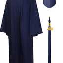 GraduationMall Matte Graduation Gown Cap Tassel Set 2025 for High School and Bachelor (54, Navy)