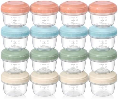 VITEVER [16 Pack] 4 oz Small Containers with Lids, Reusable Plastic Jars for Snack and Puree, Salad Dressing Container to Go, Deli Containers, Freezer Baby Food Containers, Dishwasher Safe, BPA Free
