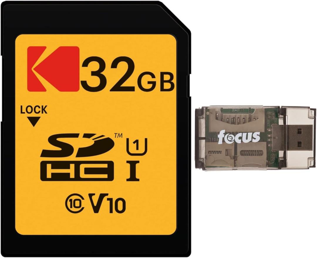 Kodak 32GB Class 10 UHS-I U1 SDHC Memory Card Bundle with All-in-One Card Reader (2 Items)