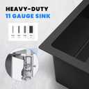 POPFLY 18 x 18 Inch Drop In Bar Prep Sink, 304 Stainless Steel Top mount Handmade Single Bowl Sink 9 Inche Deep Small Kitchen Sink with 2 Hole, Black