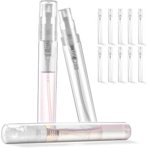 Chiallco Mini Perfume Sample Bottles, 10 Pack 5 ml Plastic Small Perfume Spray Bottle, Fine Mist, Portable Perfume Travel Refillable Bottle, Upgraded atomizer sprayer for perfume, Clear