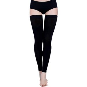 PPXGOGO Compression Socks for Women & Men 20-30 mmHg Thigh High Leg Sleeve Support with Silicone Band for Running, Varicose Veins, Edema, Swelling (Black,XXL)