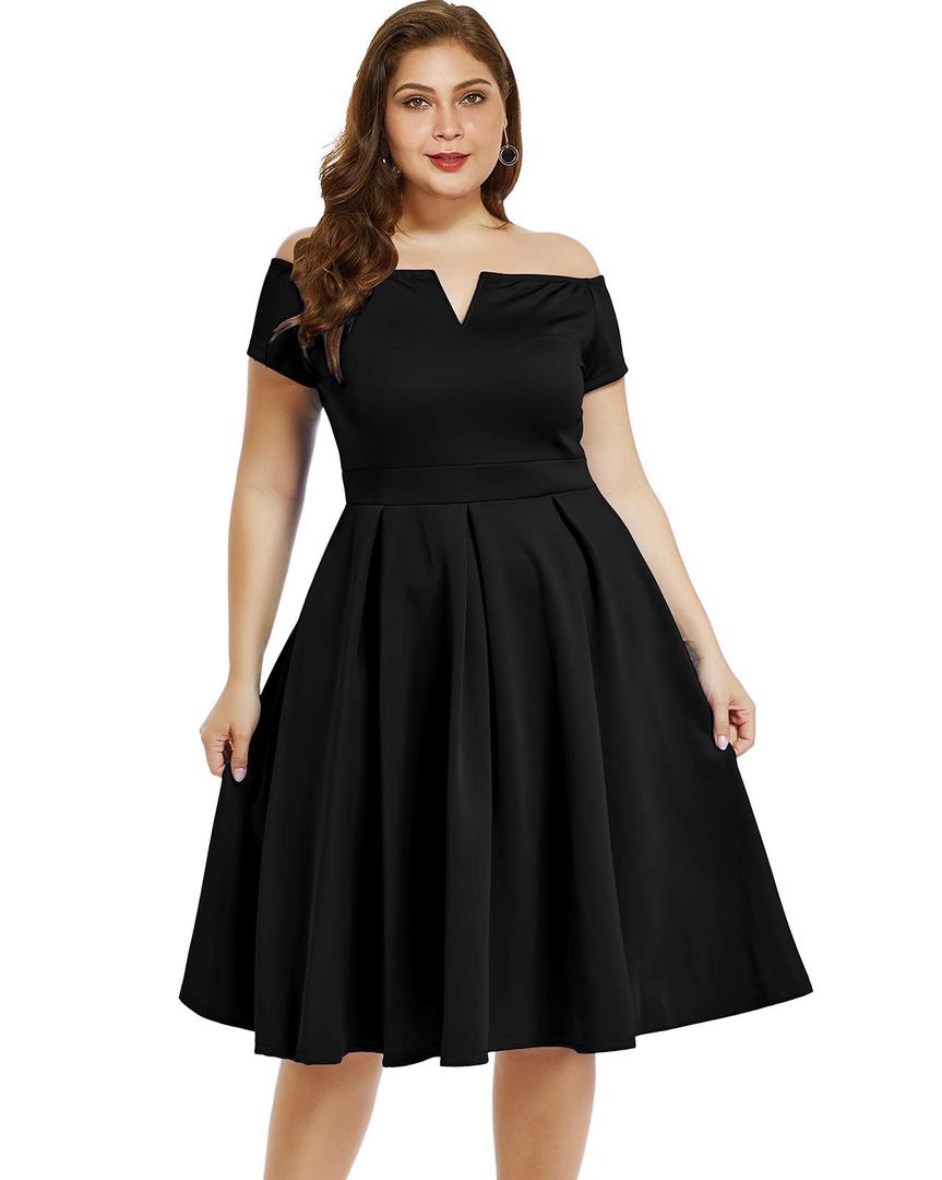 LALAGEN Women's Plus Size Vintage 1950s Party Cocktail Wedding Swing Midi Dress 2XL
